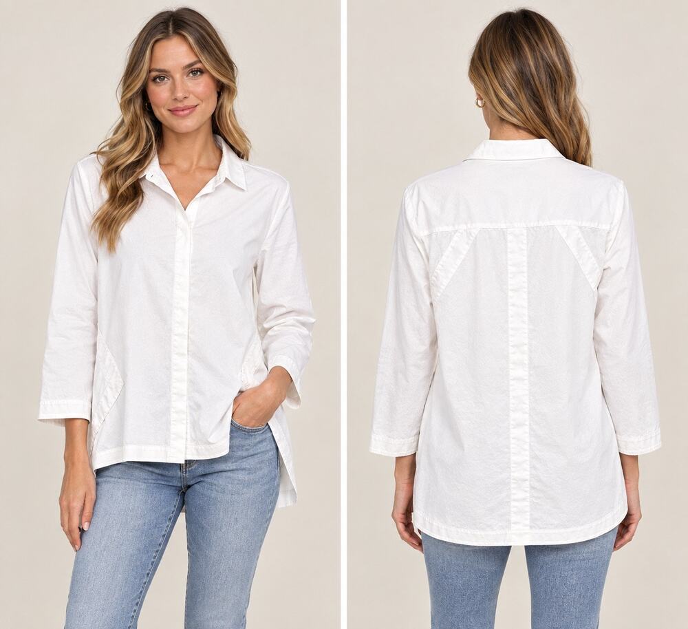 Lafayette 148 New York Women’s Marla Button Up Tunic Top White Medium Petite